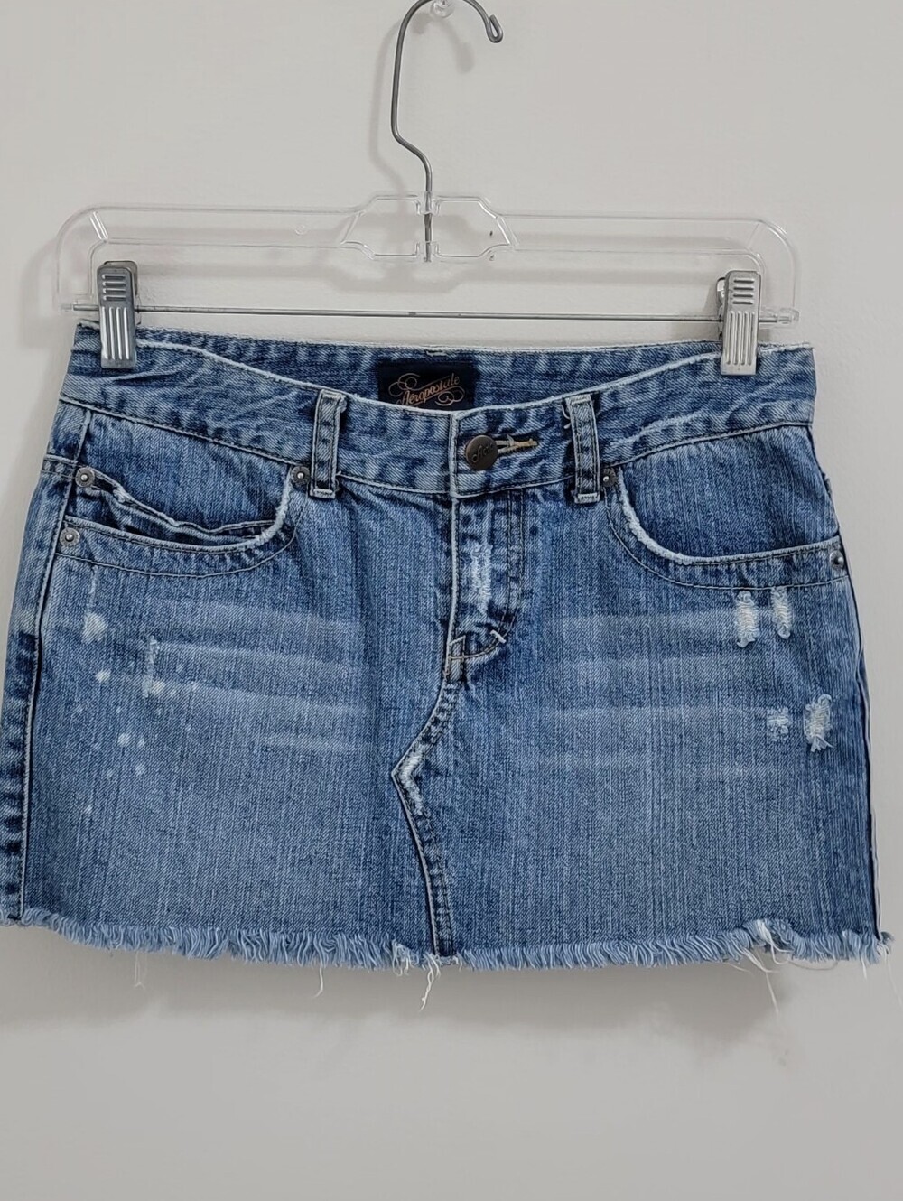 Aeropostale Skirt 0 Blue Denim Micro Mini Denim Raw Hem Y2K
